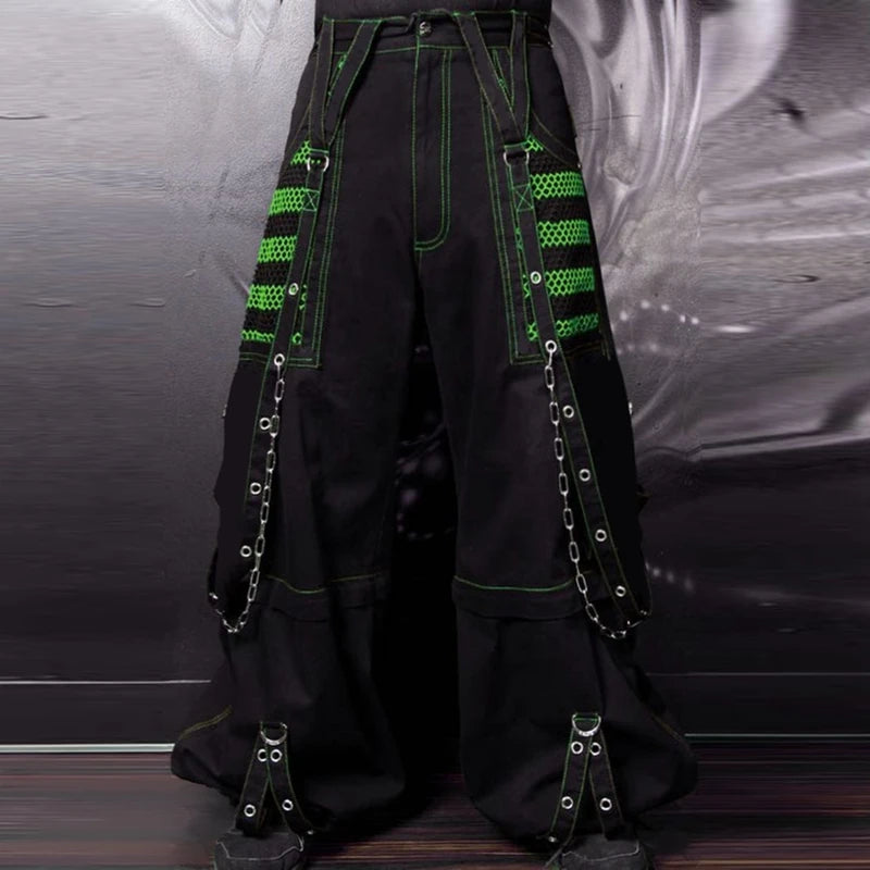 Pantaloni denim largi stil Punk Y2K, E-girl, Gothic, cargo, harajuku, talie înaltă, baggy, grunge cyber pentru femei