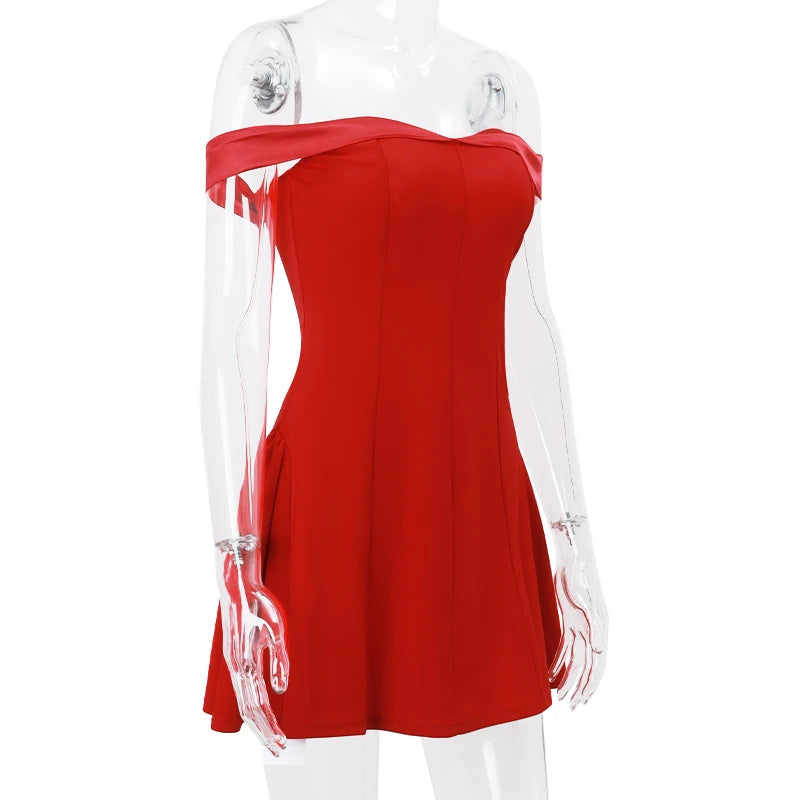 Rochie Mini Y2K – Fără Umeri, Mulată, Casual-Formală