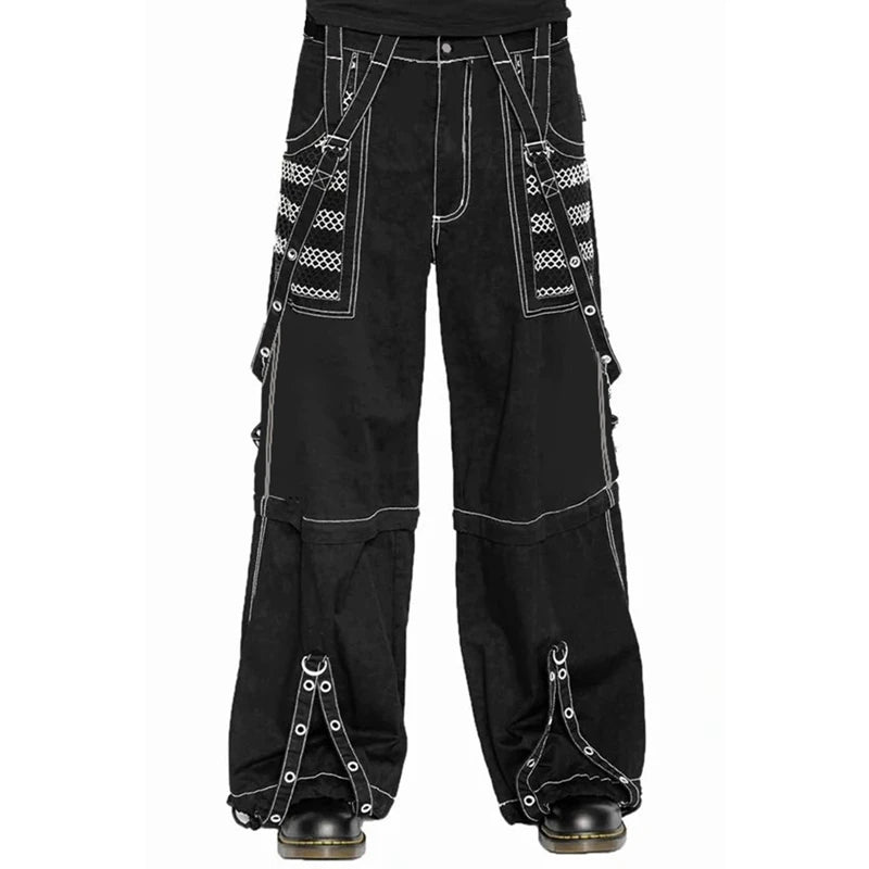 Pantaloni denim largi stil Punk Y2K, E-girl, Gothic, cargo, harajuku, talie înaltă, baggy, grunge cyber pentru femei