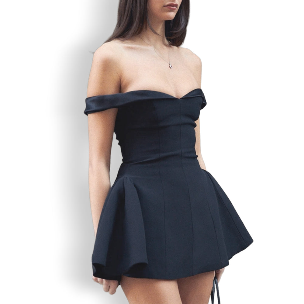 Rochie Mini Y2K – Fără Umeri, Mulată, Casual-Formală