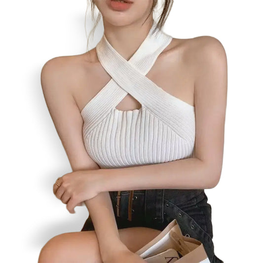 Top Crop Y2K Femei, Spate Gol, Criss Cross, Sexy, Casual, Vară.