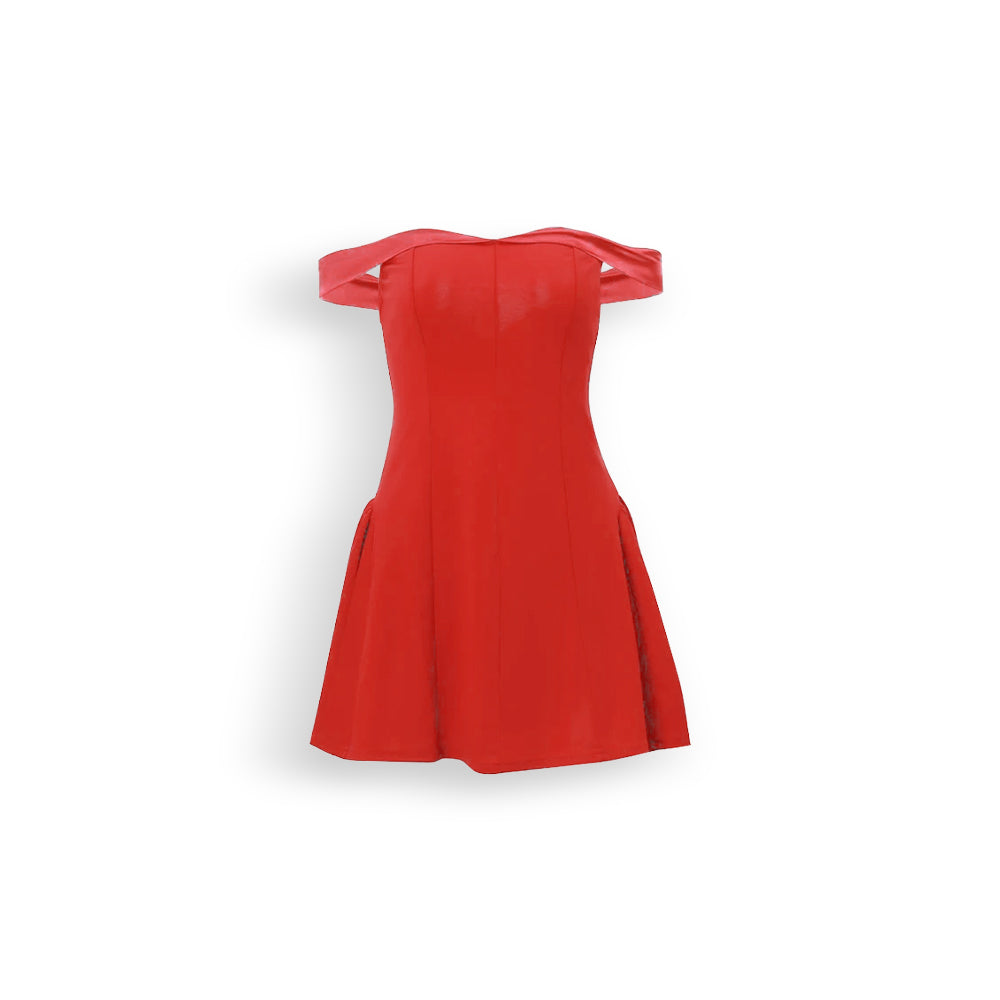 Rochie Mini Y2K – Fără Umeri, Mulată, Casual-Formală