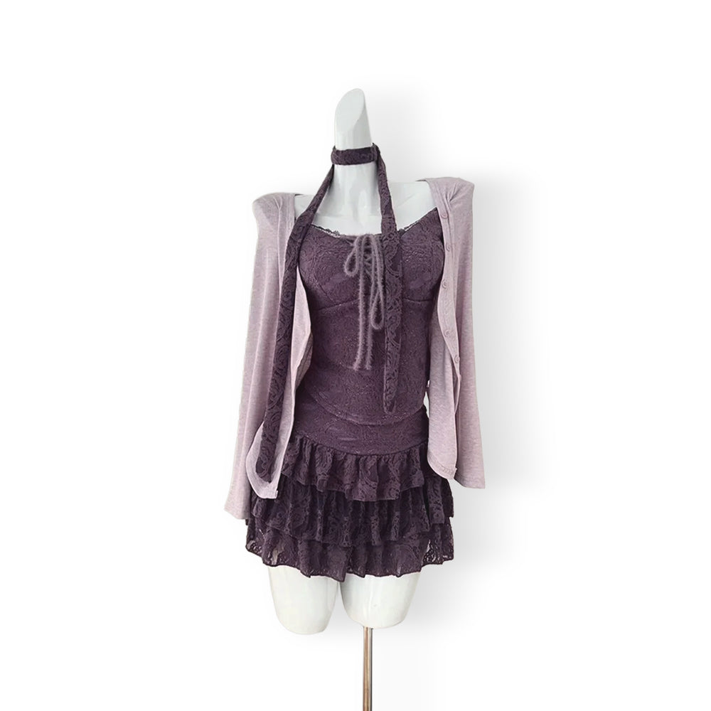 Set Elegant Bluză + Fustă Mini, Stil Coreean