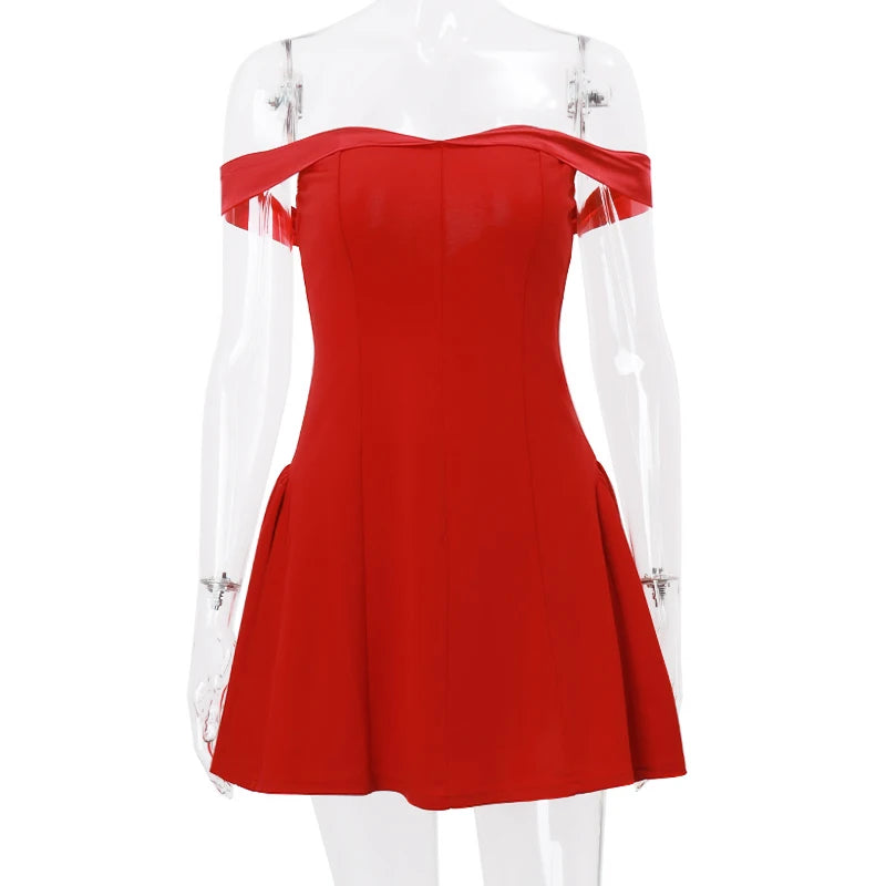 Rochie Mini Y2K – Fără Umeri, Mulată, Casual-Formală
