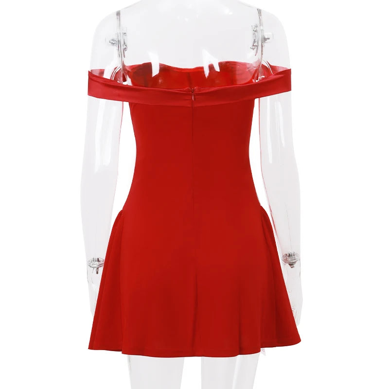Rochie Mini Y2K – Fără Umeri, Mulată, Casual-Formală